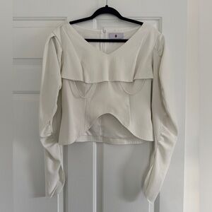 Silhouette Cream Blouse with Pearl Accents